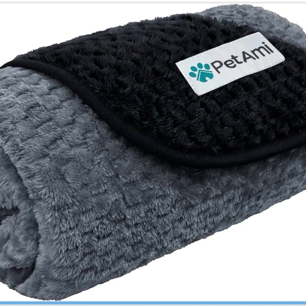 PetAmi Black and Gray Waterproof Pet Blanket